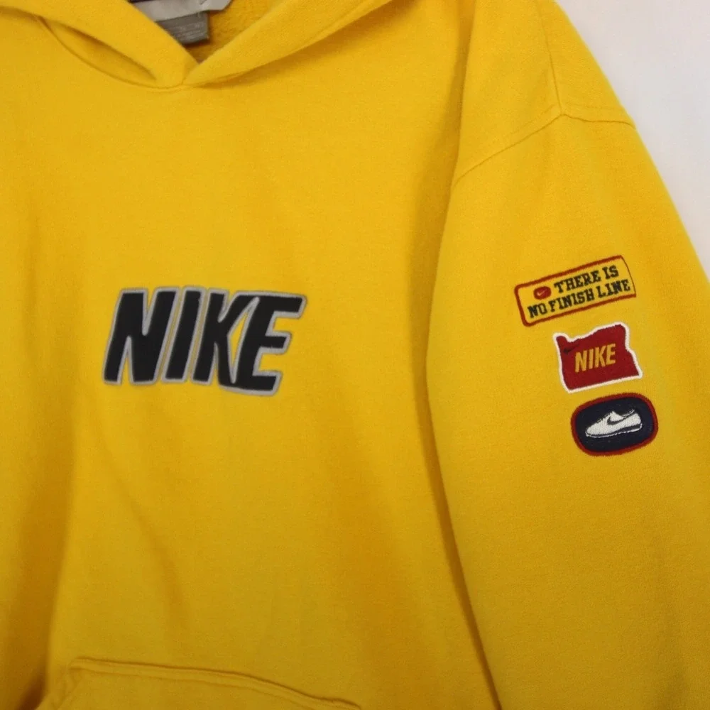 Vintage Nike Hoodie Mens XL Yellow Oregon Patches There Is No Finish Line